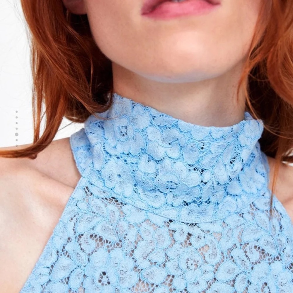 Zara tie-neck blue lace blouse NWT - Picture 4 of 10